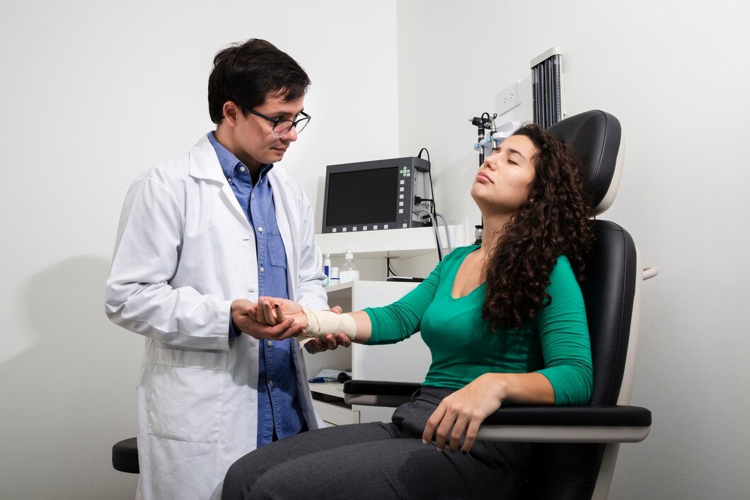 medium-shot-doctor-examining-bandaged-arm_23-2148231329